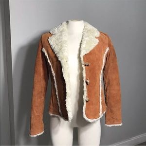 Womens Wilsons Suede Leather Faux Fur Jacket